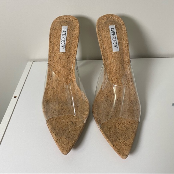 Cape Robbin Melrose PVC Cork Mules Heels 8.5 Trendy Blogger - Picture 2 of 5